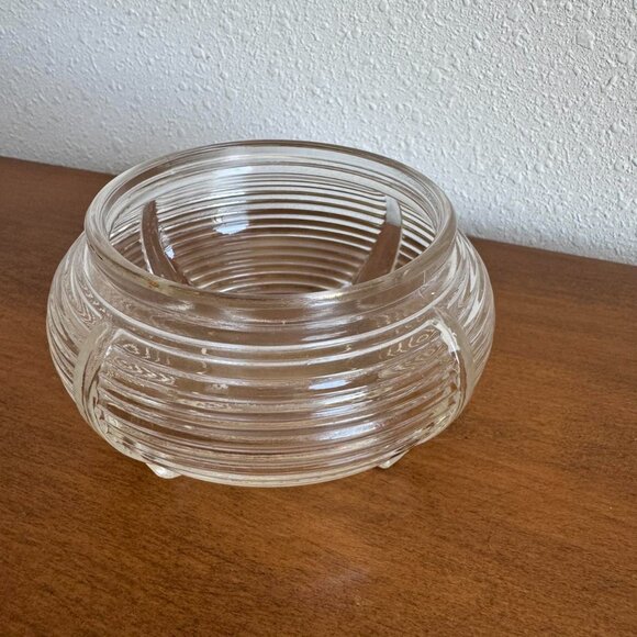 Art Deco Ribbed Glass Vanity Jar, Trinket Dish - Picture 6 of 8
